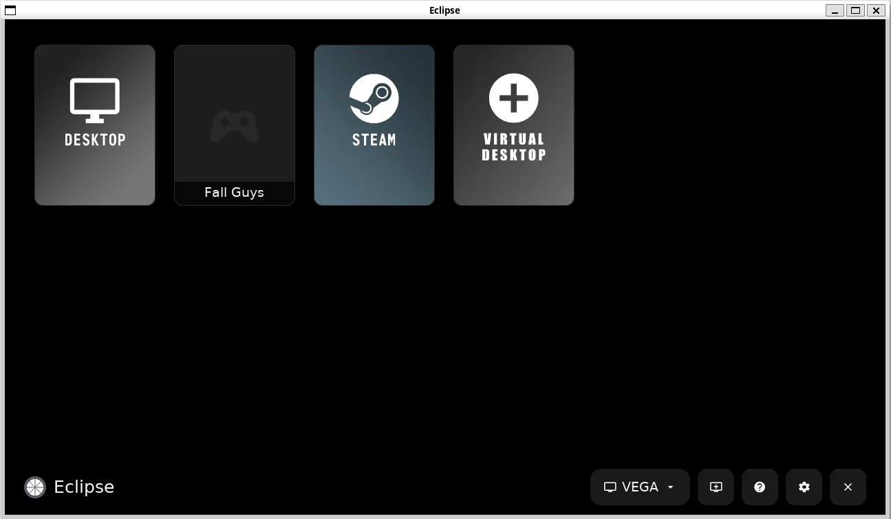 Eclipse running in a Linux desktop window, showing a paired PC’s apps.